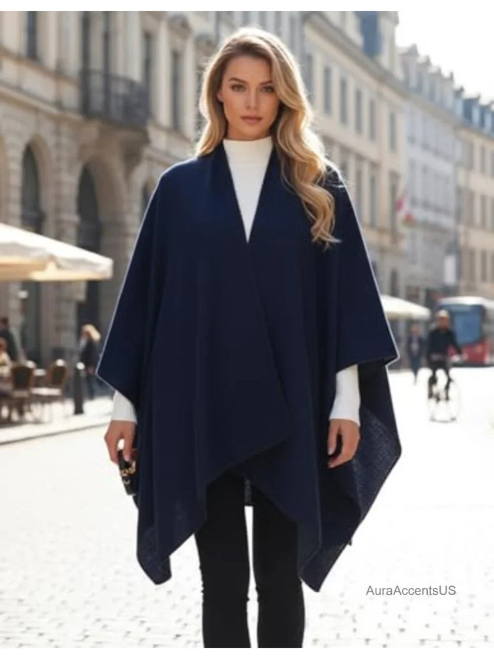 Plaid Shawl Wrap Open Front Poncho Cape Oversized Cardigan Fall Winter